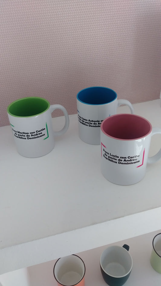 Taza Blanca con Interior y Aza de Color